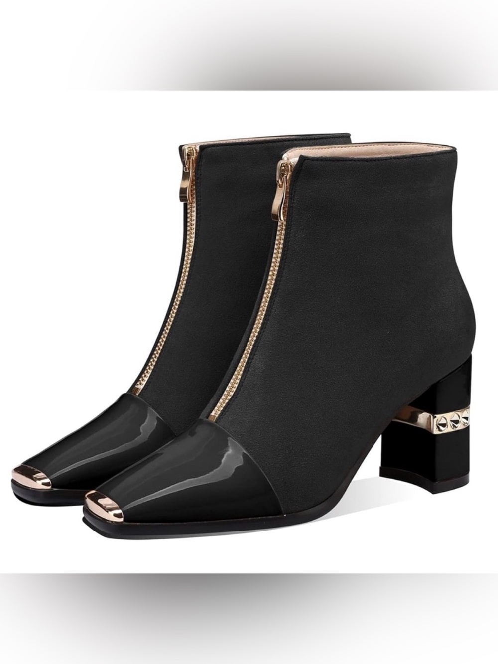 JIMISHOW Black Chunky Heel Boots Womens 7.5 NEW NIB